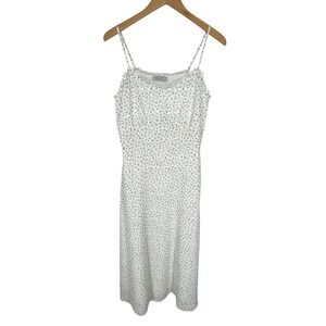 Paper‎ Crane Floral Midi Babdoll Slip Dress Spaghetti Strap Ruffle White Small